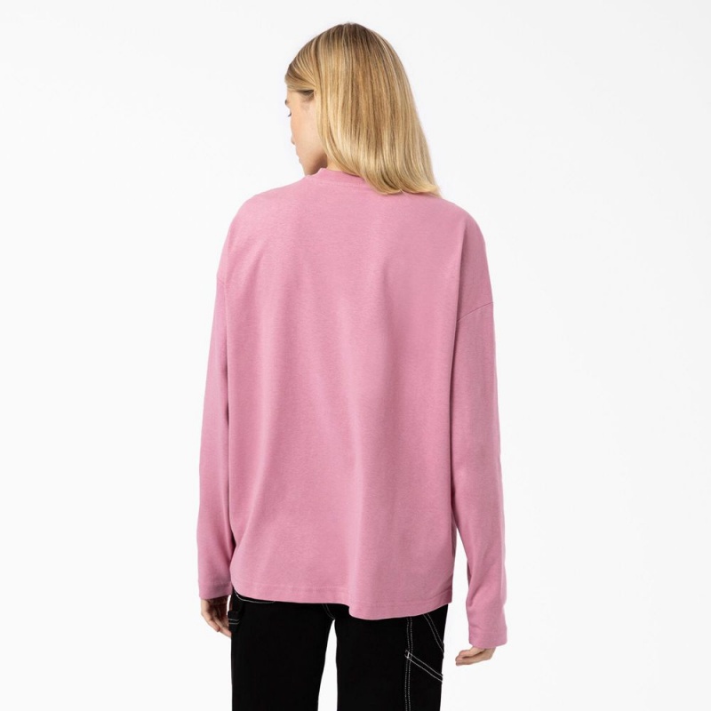 Women's Dickies Summerdale Long Sleeve T-Shirt Pink | 093285WLG