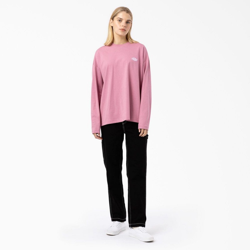 Women's Dickies Summerdale Long Sleeve T-Shirt Pink | 093285WLG