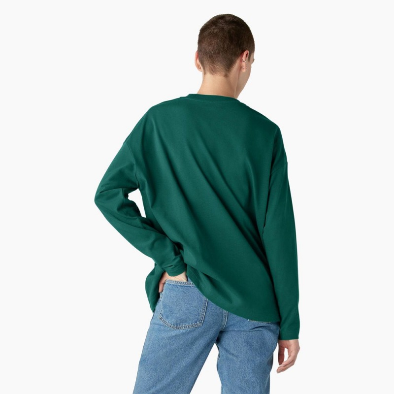 Women's Dickies Summerdale Long Sleeve T-Shirt Green | 137596LVU