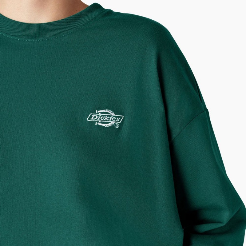 Women's Dickies Summerdale Long Sleeve T-Shirt Green | 137596LVU