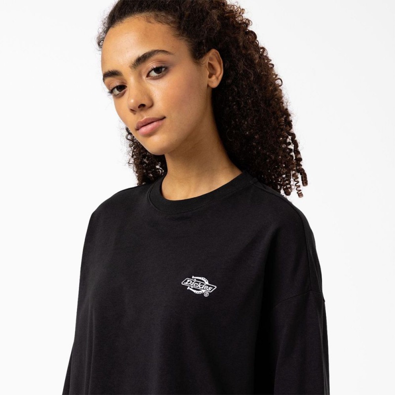 Women's Dickies Summerdale Long Sleeve T-Shirt Black | 706351YXF