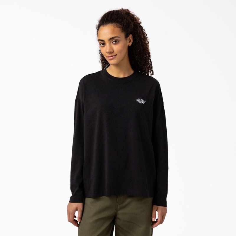 Women\'s Dickies Summerdale Long Sleeve T-Shirt Black | 706351YXF