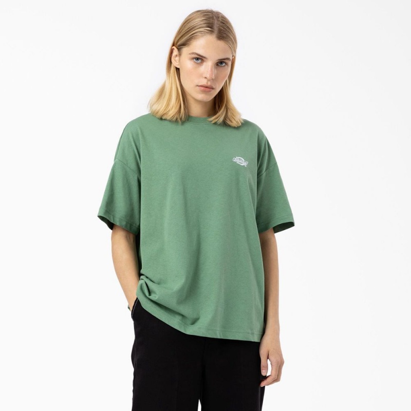 Women\'s Dickies Summerdale Short Sleeve T-Shirt Green | 460591SVK