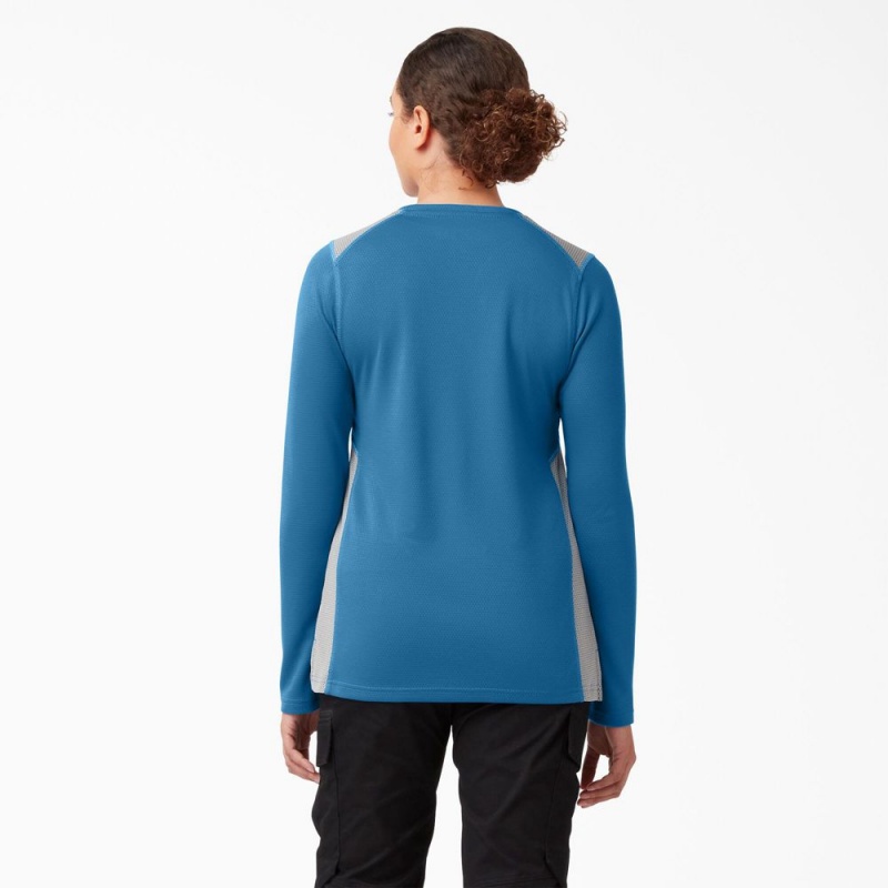 Women's Dickies Temp-iQ® 365 Long Sleeve Pocket T-Shirt Blue | 156348QWA