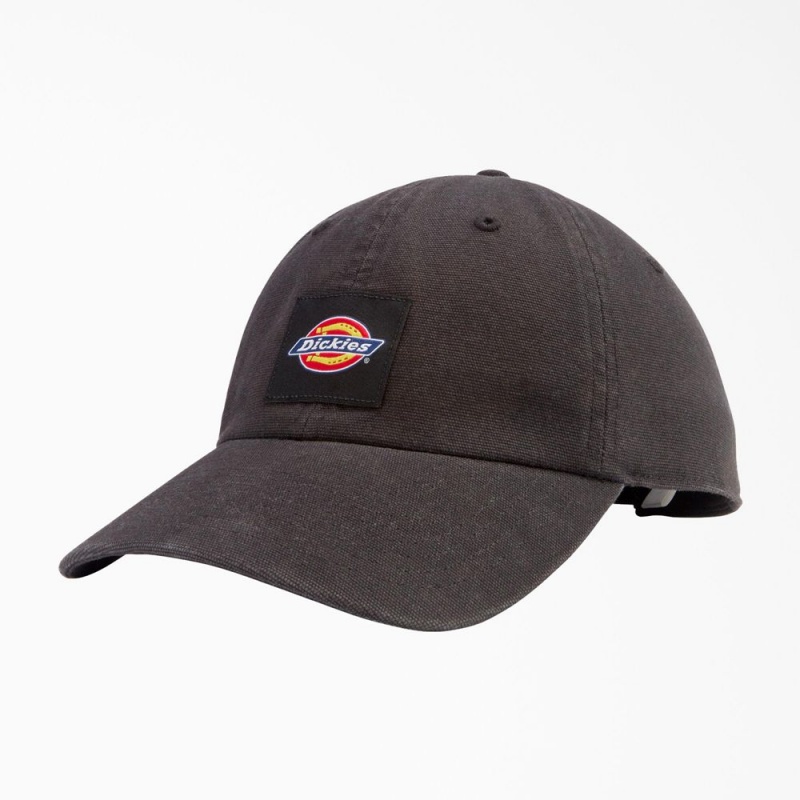 Women\'s Dickies Washed Canvas Cap Black | 952603GWB