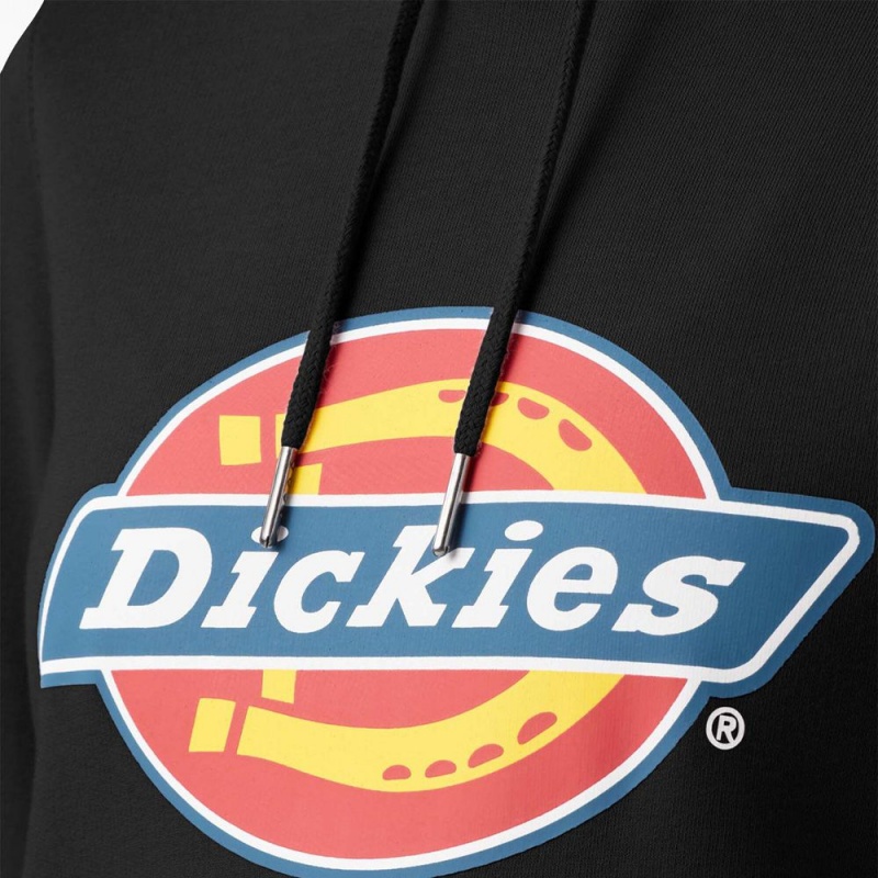 Women's Dickies Water Repellent Logo Hoodie Black | 132879WXM