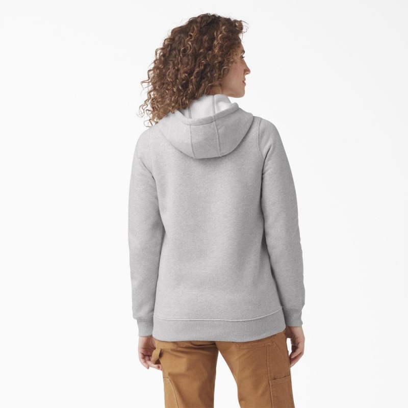 Women's Dickies Water Repellent Logo Hoodie Grey | 816397KLW