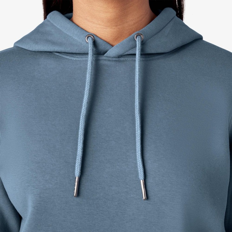 Women's Dickies Water Repellent Sleeve Logo Hoodie Blue | 681703VDG