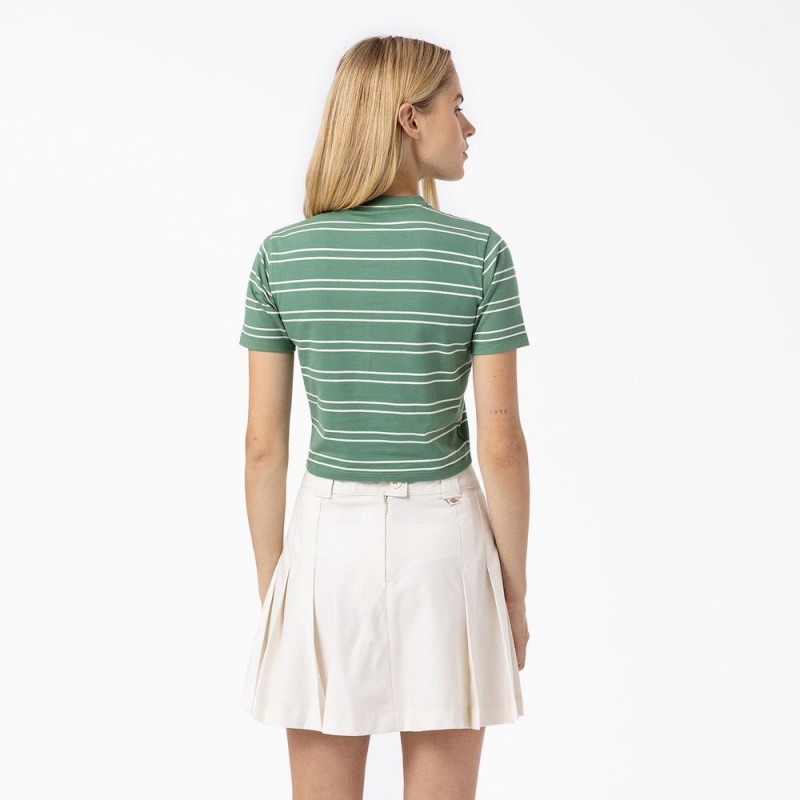 Women's Dickies Westover Striped T-Shirt Green | 189257HKX