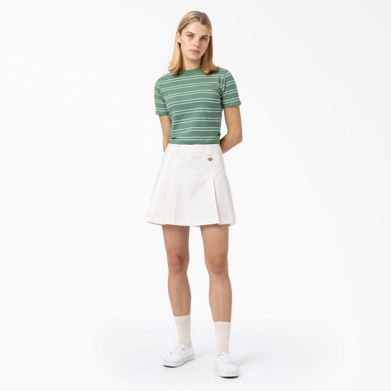 Women's Dickies Westover Striped T-Shirt Green | 189257HKX