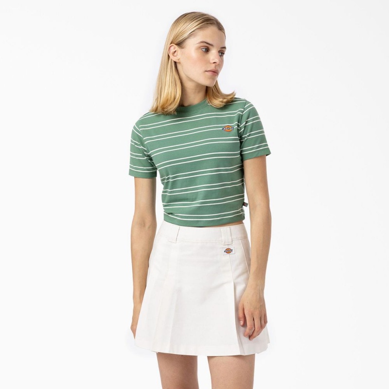 Women\'s Dickies Westover Striped T-Shirt Green | 189257HKX