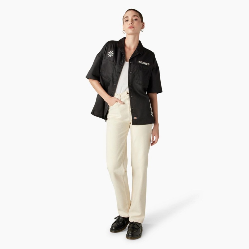 Women's Dickies Wichita Work Shirts Black | 672931CVB