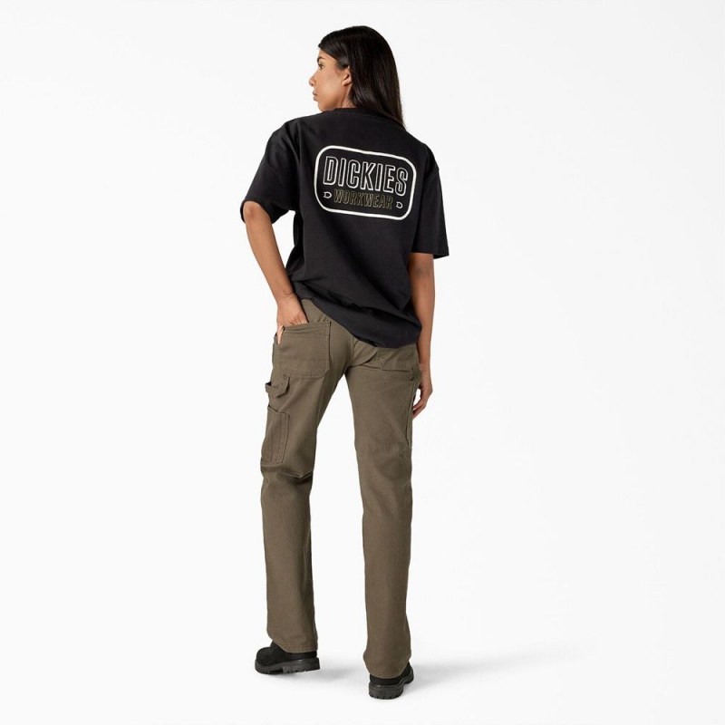 Women's Dickies Workwear Sign Heavyweight T-Shirt Black | 968357DCN