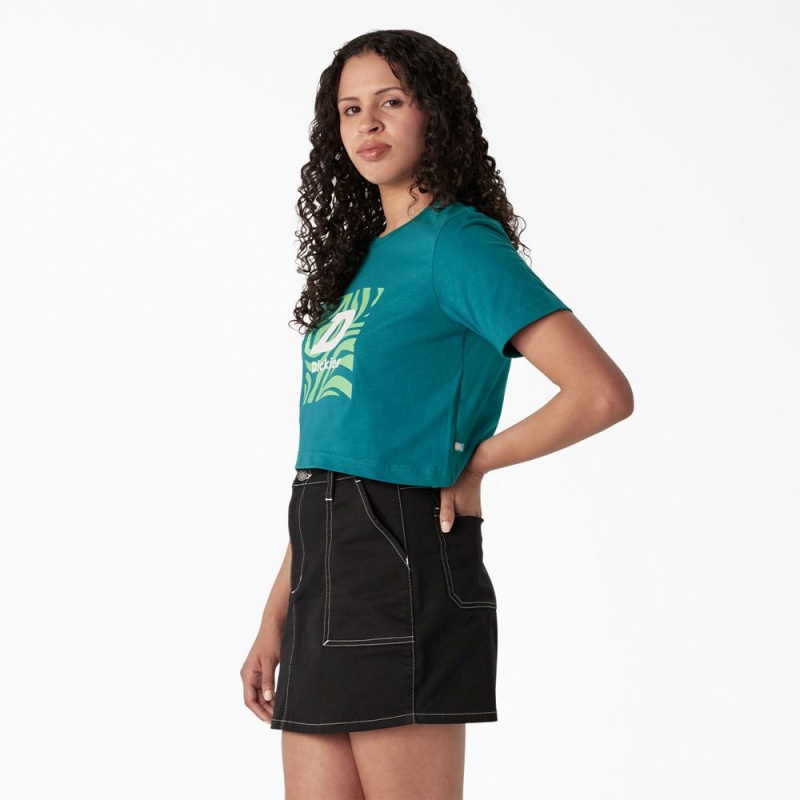 Women's Dickies Zebra Graphic Cropped T-Shirt Blue | 831472THP