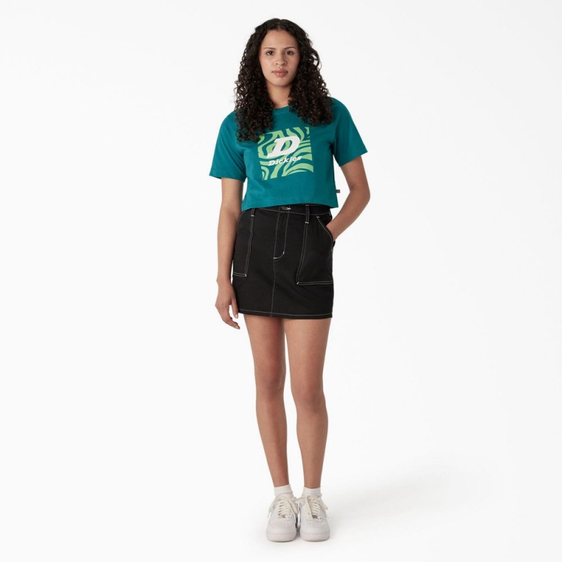 Women's Dickies Zebra Graphic Cropped T-Shirt Blue | 831472THP