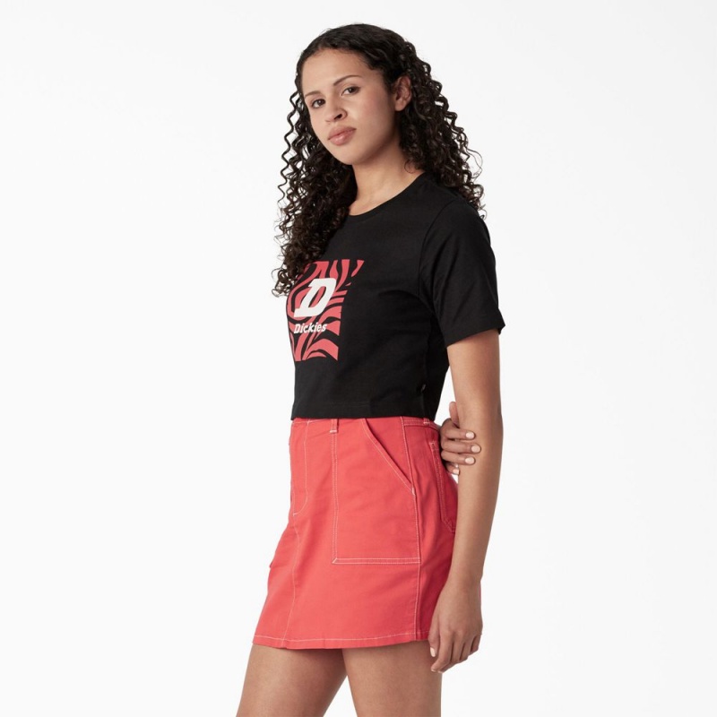 Women's Dickies Zebra Graphic Cropped T-Shirt Black | 029756VIO