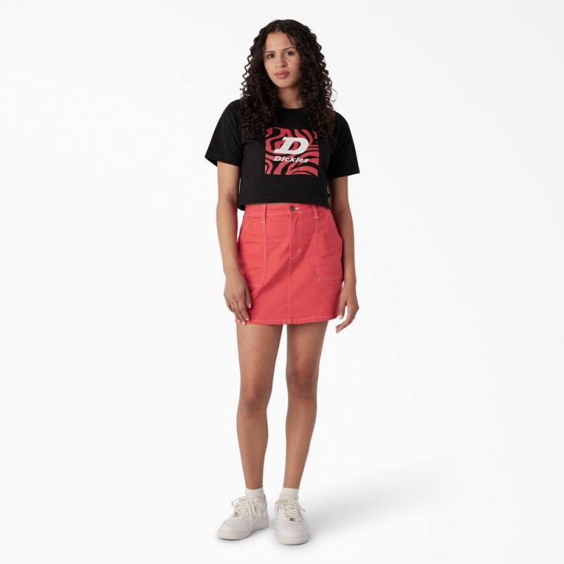 Women's Dickies Zebra Graphic Cropped T-Shirt Black | 029756VIO