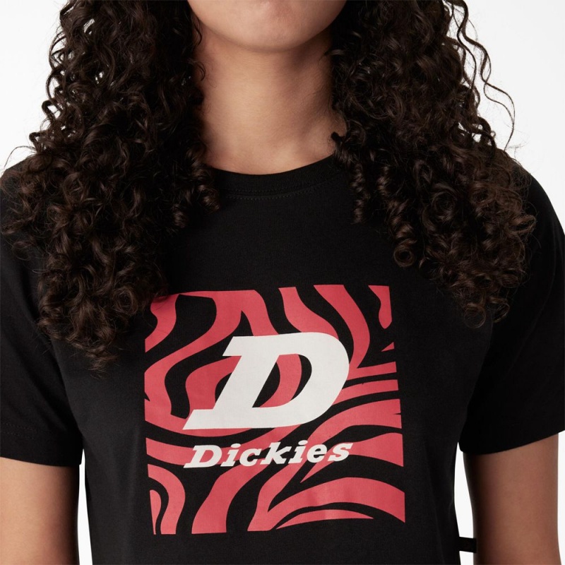 Women's Dickies Zebra Graphic Cropped T-Shirt Black | 029756VIO