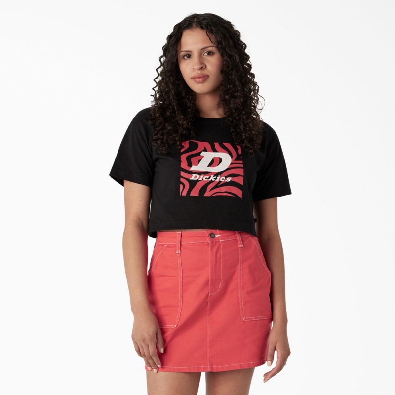 Women\'s Dickies Zebra Graphic Cropped T-Shirt Black | 029756VIO