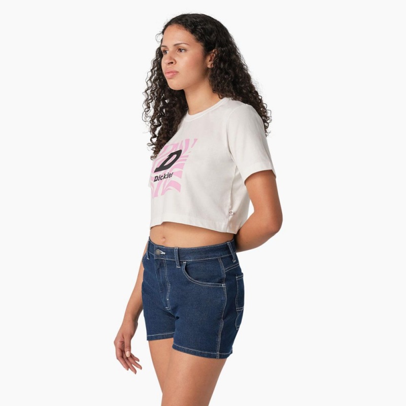 Women's Dickies Zebra Graphic Cropped T-Shirt White | 278549YFL