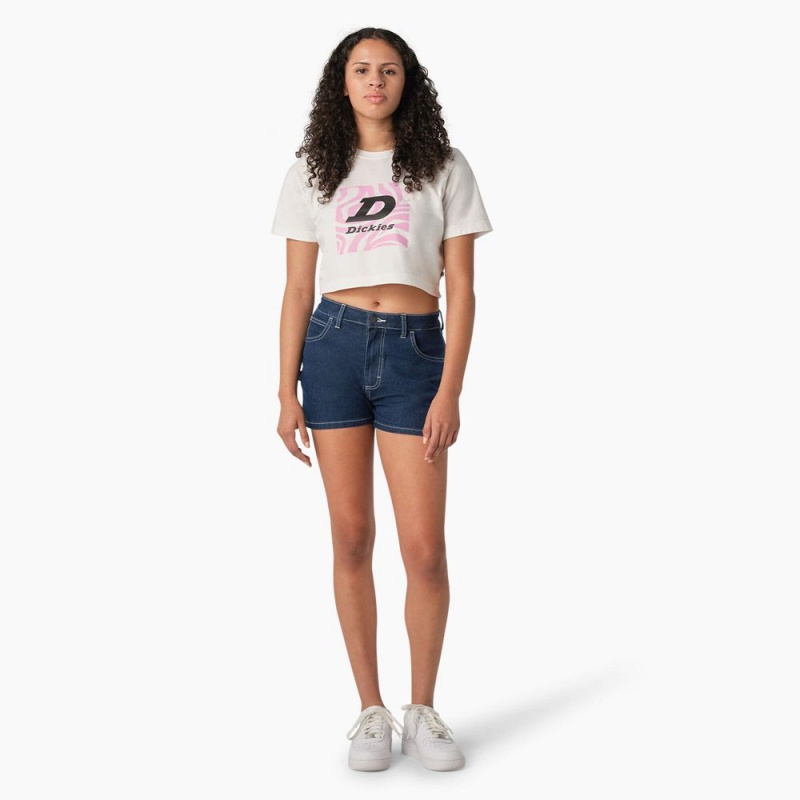 Women's Dickies Zebra Graphic Cropped T-Shirt White | 278549YFL