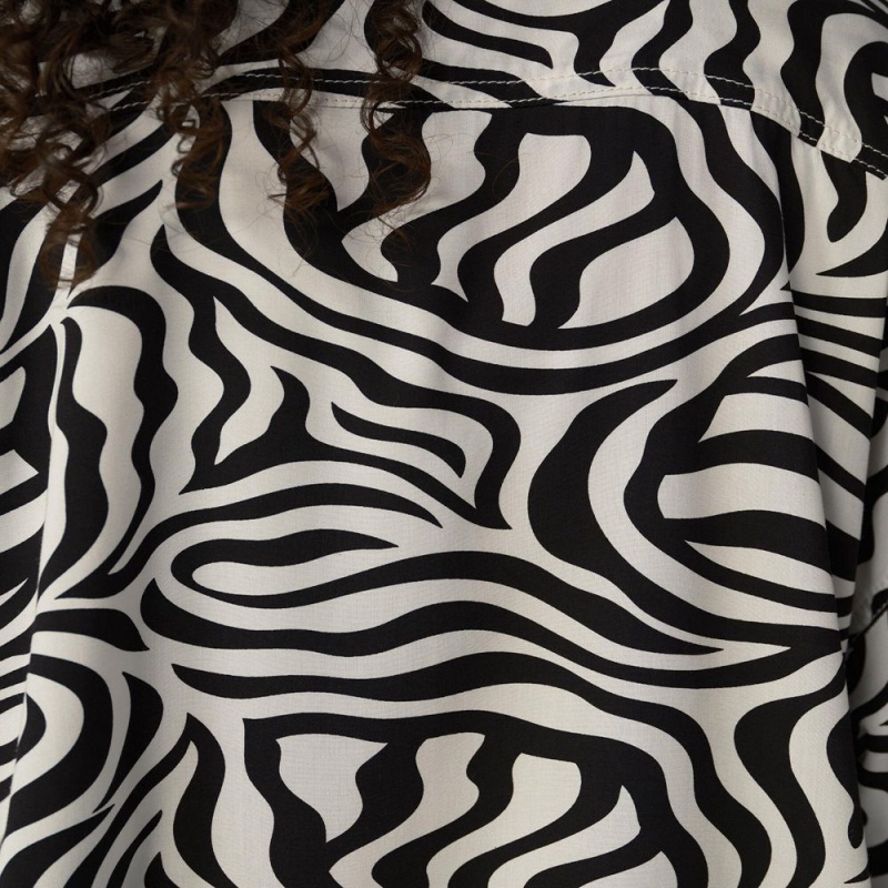 Women's Dickies Zebra Print Work Shirts Black | 104385BIG