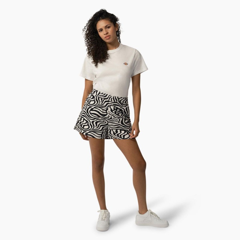 Women's Dickies Zebra Regular Fit Print Shorts Black | 482036HFQ